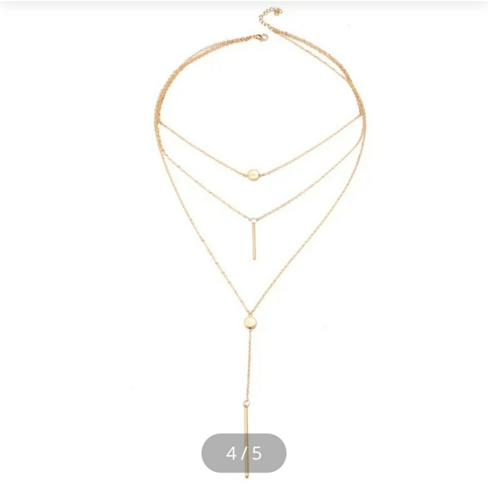 Gold Layered Necklace, Cleavage Accent - Picture 3 of 6